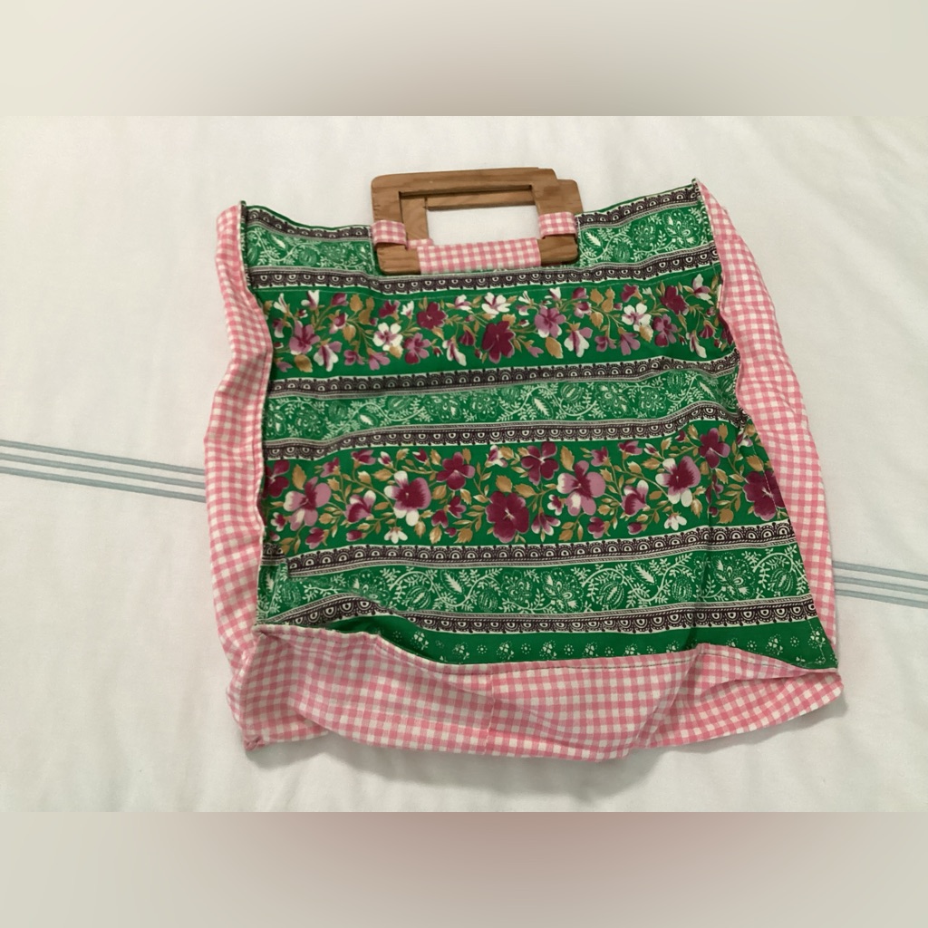 Vintage Gingham Fabric Handbag